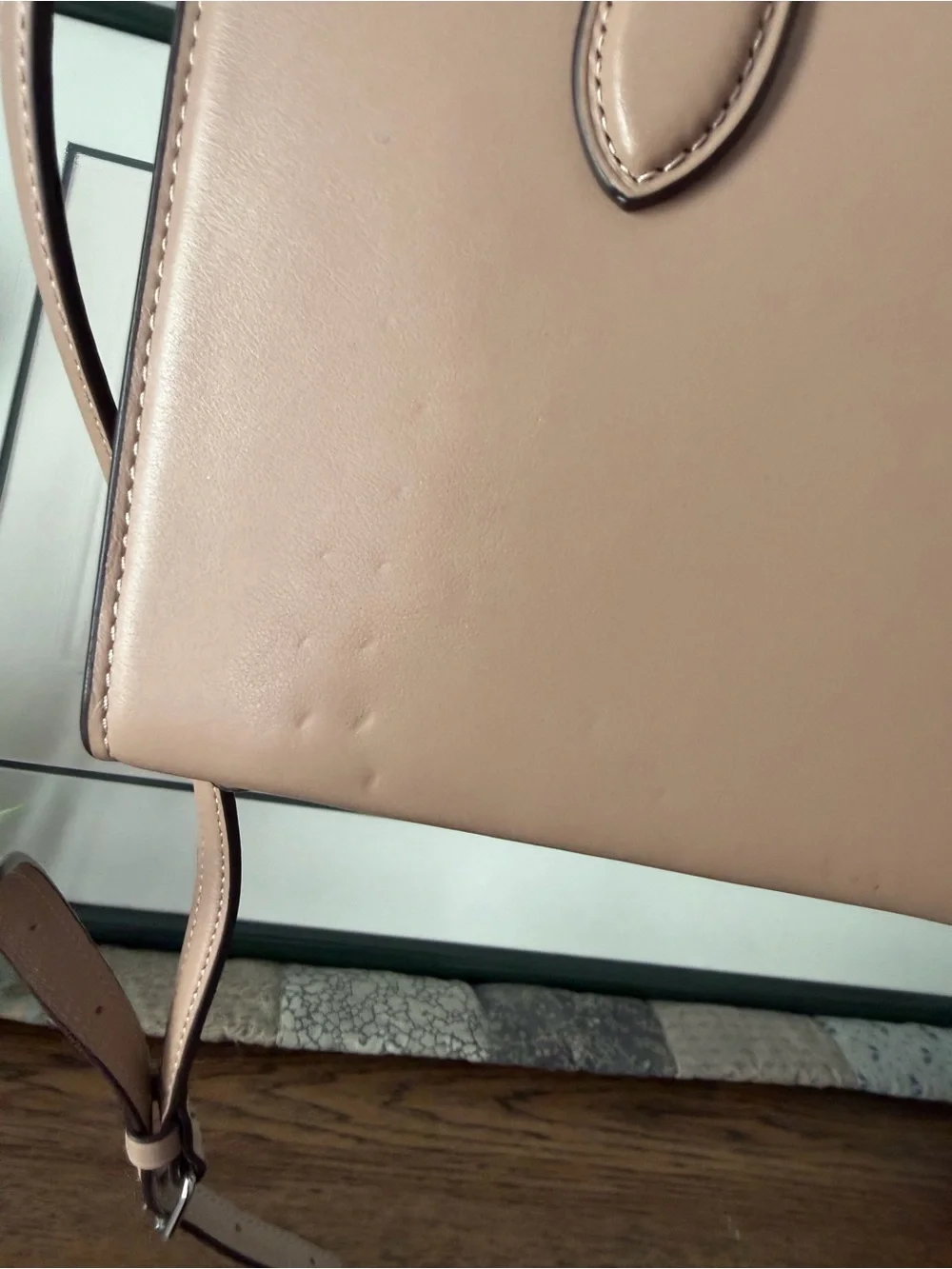 Coach Beige Leather Satchel with Raised 'C' Logo